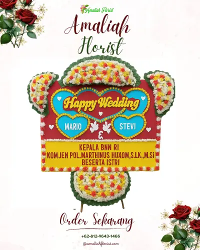 Karangan Papan Bunga Pernikahan di Darma
